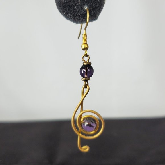 Hand Crafted Metallic and Glass Bead Earrings - Picture 2 of 2